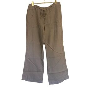 Lauren Conrad Linen Blend Wide Leg Pants Womens Size 8 Khaki Drawstring Casual